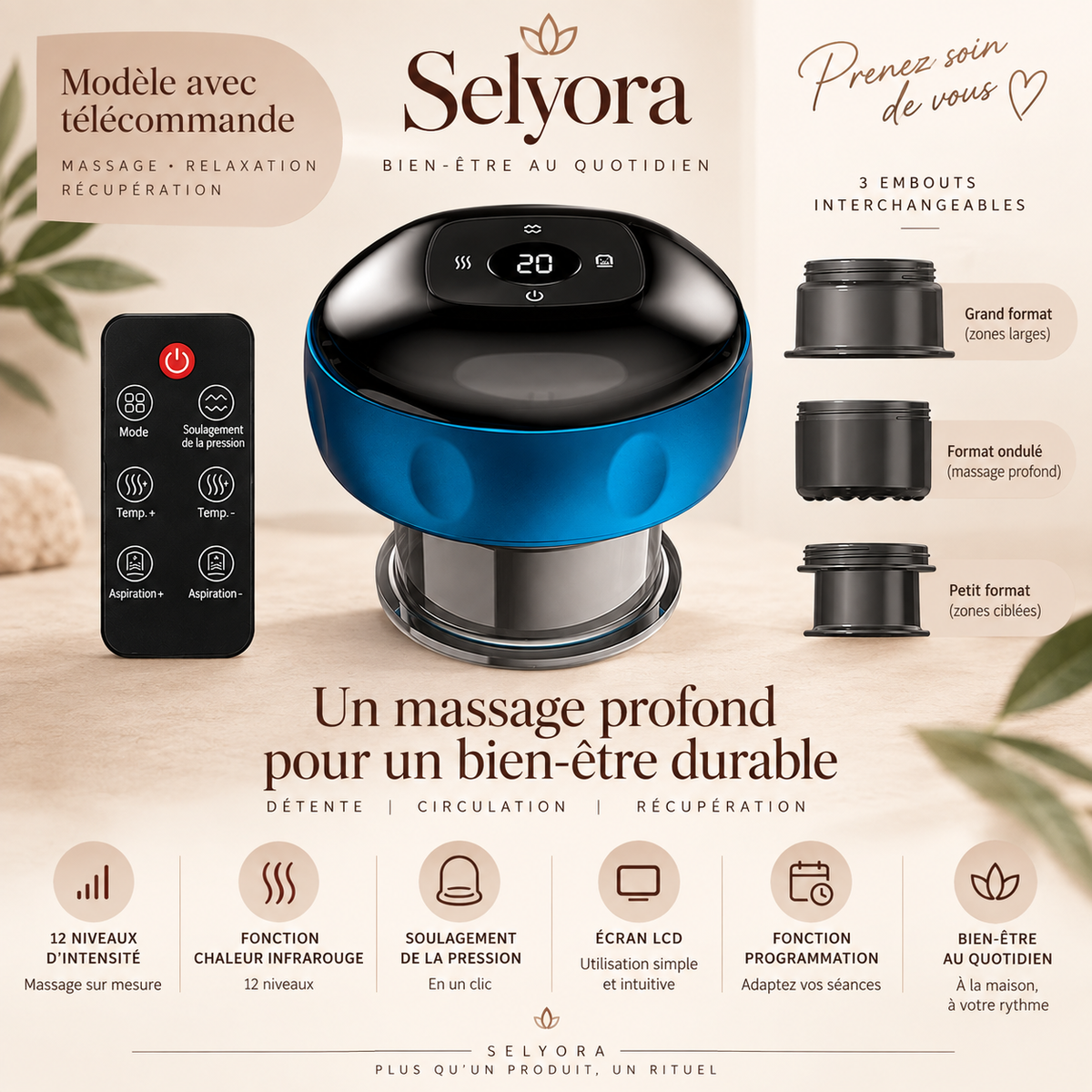 Appareil de massage ventouse chauffant Selyora – vue 14