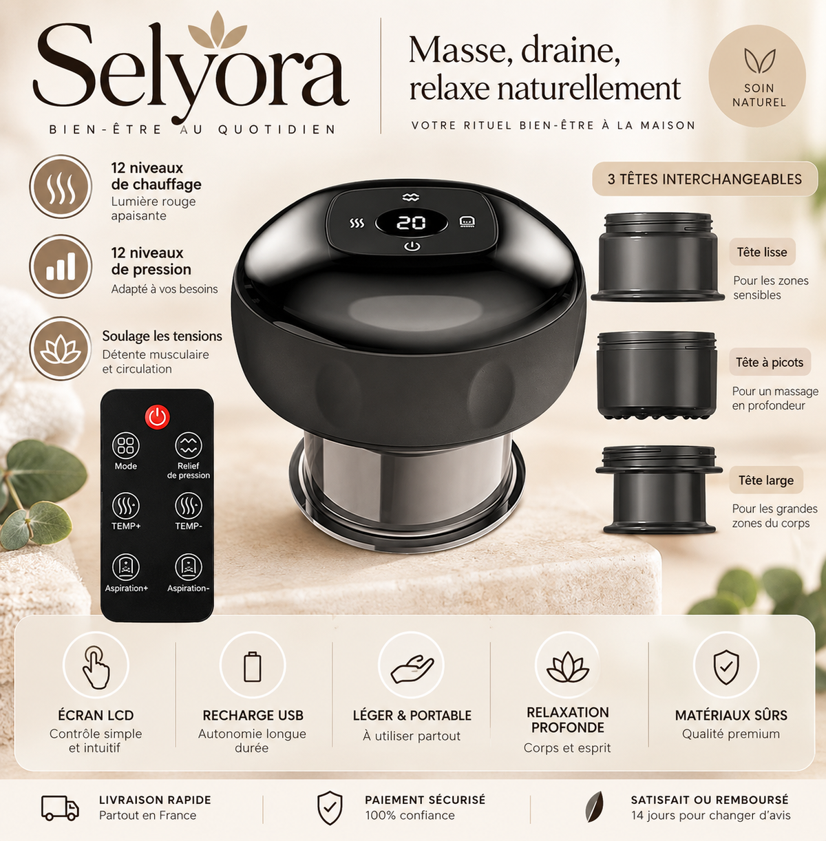 Appareil de massage ventouse chauffant Selyora – vue 15