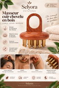 Brosse de massage Selyora en bois et cuivre
