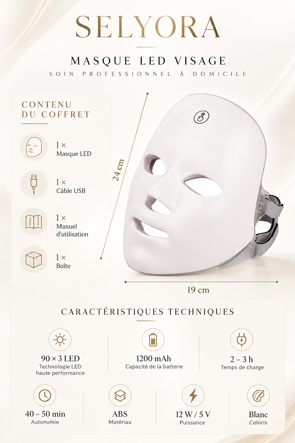 Masque LED visage Selyora – vue 4