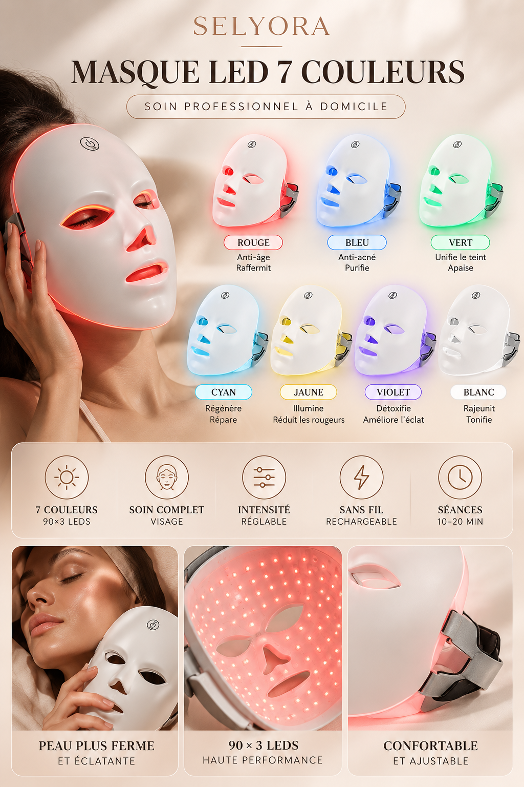 Masque LED visage Selyora – vue 5