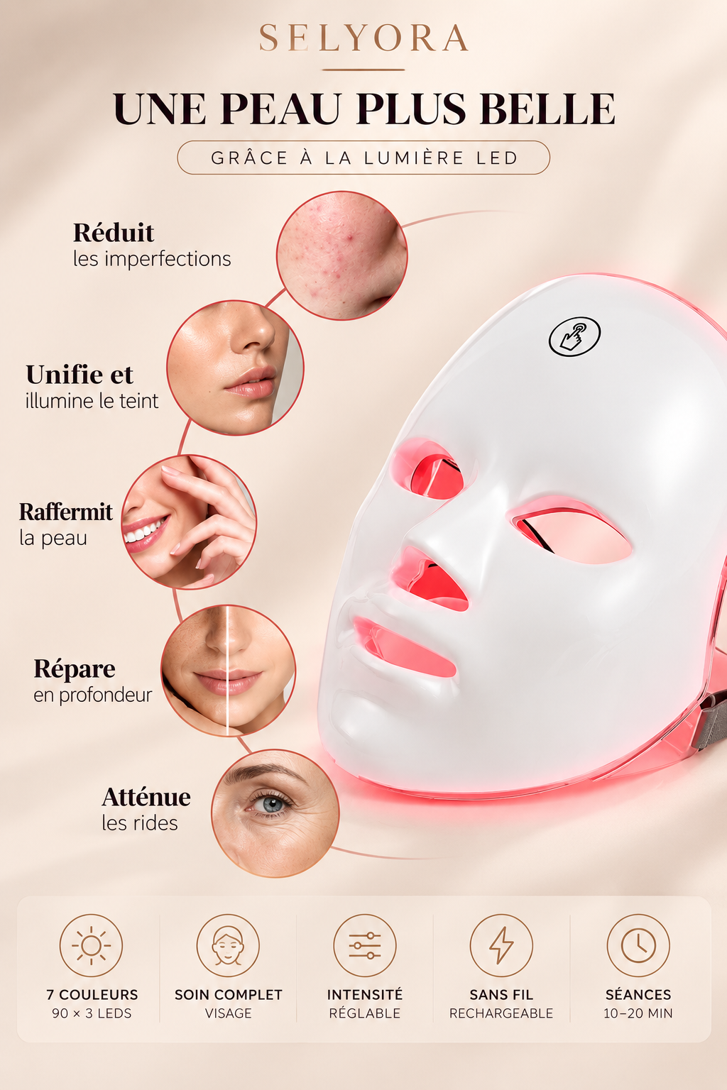 Masque LED visage Selyora – vue 6